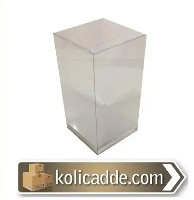 Altı Gümüs Ic Yükseltici Karton Üstü Asetat Kutu 5x5x17 cm