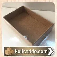 Altı Kraft Kartondan Şeffaf Kapaklı Asetat Kutu 6x9x2 cm