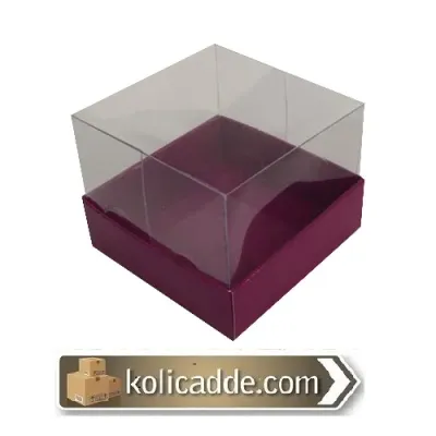 Alt Mor Karton Üst Asetat Kapak Kutu 7x7x7 cm
