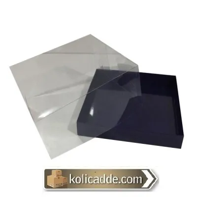 Asetat Kapaklı Altı Lacivert Karton Kutu 20x20x8 cm