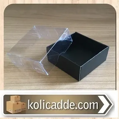 Asetat Kapaklı Siyah Karton Kutu 5x5x2,2 cm.