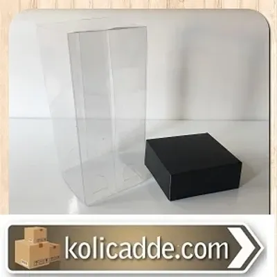 Asetat Kapaklı Siyah Karton Kutu 5x5x11 cm.
