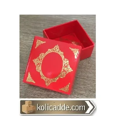 Altın Saray Deseni Baskılı Kırmızı Karton Kapaklı Kutu 4x4x2 cm