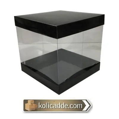 Asetat Gövdeli Çift Taraflı Siyah Kutu 15x15x20 cm