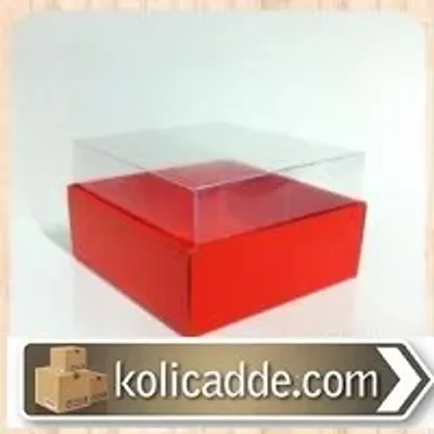 Asetat Kapaklı Kırmızı Karton Kutu 9x9x5 cm