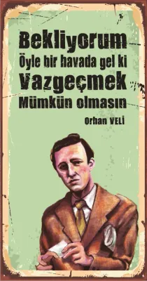 Orhan Veli Ahşap Poster