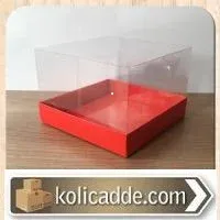 Asetat Kapaklı Kırmızı Karton Kutu 15x15x10cm