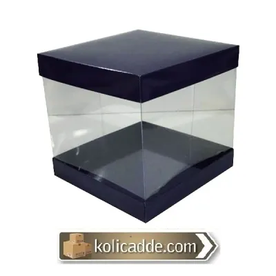Asetat Gövdeli Çift Taraflı Lacivert Kutu 15x15x20 cm