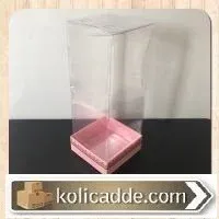 Uzun Altı Pembe Karton Üzerine Altın Kilim Desenli Üstü Şeffaf Asetat 