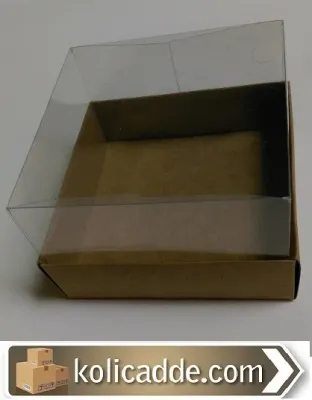 Kraft Karton Kutu Asetat Kapaklı 12x12x8,5 cm