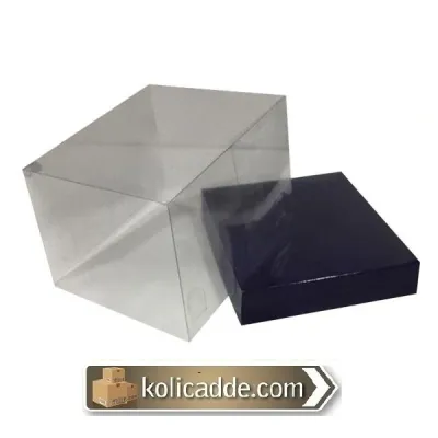Asetat Kapaklı Altı Lacivert Karton kutu 15x15x17.5 cm