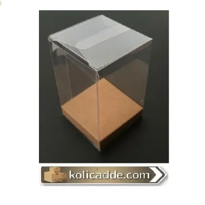 Altı Kraft Ic Yükseltici Karton Üstü Asetat Kutu 6x6x8 cm