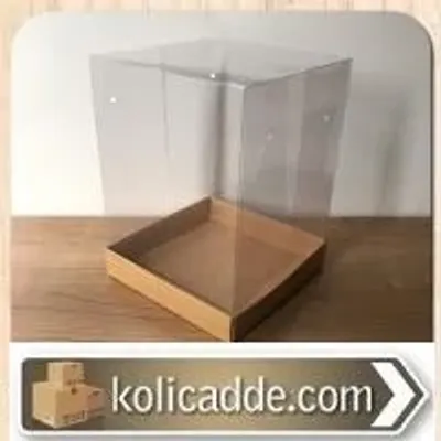 Asetat Kapaklı Altı Kraft Karton kutu 15x15x20 cm