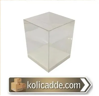 Altı Beyaz Ic Yükseltici Karton Üstü Asetat Kutu 5x5x6 cm