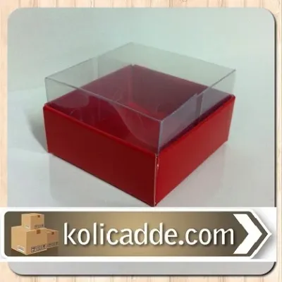 Kırmızı Asetat Kutu 6x6x2,5 cm.