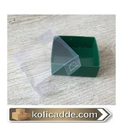 Altı Yeşil Karton Dıştan Kapanan Asetat Kapaklı Kutu 5x5x2,2 cm