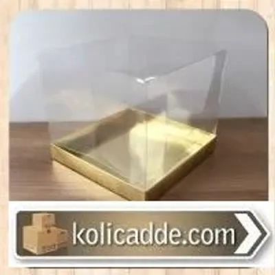 Asetat Kapaklı Altın Sarısı Kutu 20x20x17,5 cm
