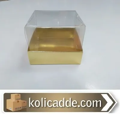 Asetat Kapaklı Gold Karton Kutu 9x9x7 cm