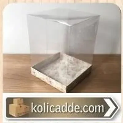 Asetat Kapaklı Altı Sümbül Desenli Karton kutu 15x15x20 cm