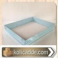 Asetat Kapaklı Mavi Puantiyeli Kutu 26x33x5 cm