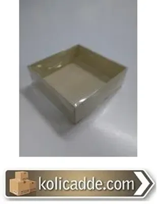 Asetat Kapaklı Kutu 9x9x3 cm Krem
