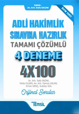 Adli Hakimlik Sınavına Hazırlık Tamamı Çözümlü 4 Deneme Safa Sazak Adli Hakimlik Sınavına Hazırlık Tamamı Çözümlü 4 Deneme Safa Sazak