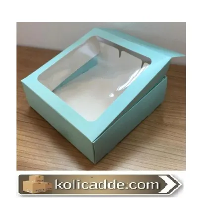 Asetat Pencereli Mavi Kutu 15x15x5 cm.