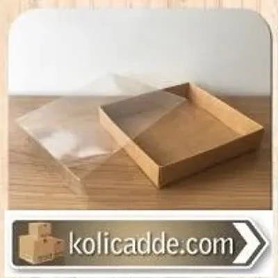 Asetat Kapaklı Altı kraft Karton Kutu 15x15x5 cm
