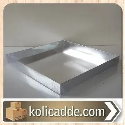 Asetat Kapaklı Gümüş Kutu 35x35x4 cm.