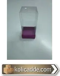 Asetat Kapaklı Mor Karton Kutu 5x5x9 cm.