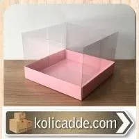 Şeffaf Kapaklı Pembe Kutu 15x15x10cm