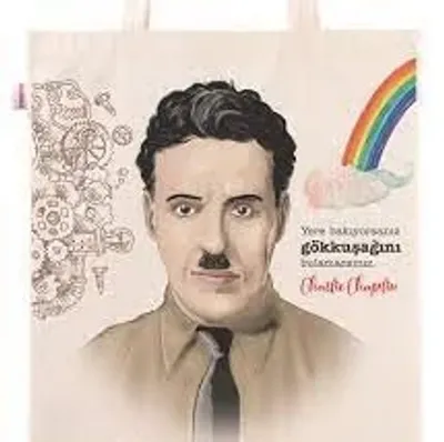 Askılı Bez Çanta - Charlie Chaplin
