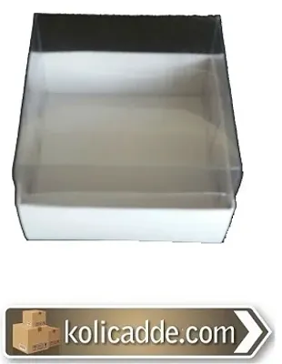 Altı Beyaz Karton Kutu Üstü Asetat 7x7x2,2 cm