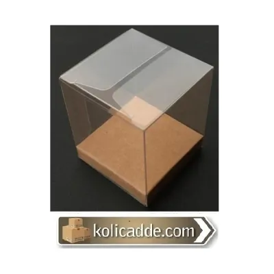 Altı Kraft İç Yükseltici Karton Üstü Asetat Kutu 8x8x8 cm