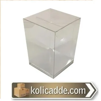 Altı Gümüs Ic Yükseltici Karton Üstü Asetat Kutu 6x6x10 cm