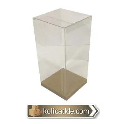 Altı Kraft İç Yükseltici Karton Üstü Asetat Kutu 10x10x16 cm