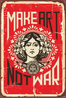"Make Art, Not War" Ahşap Poster