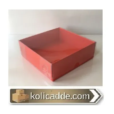 Alt Kırmızı Karton Üst Asetat Kapak 9x9x3 cm Alt Kırmızı Karton Üst Asetat Kapak 9x9x3 cm