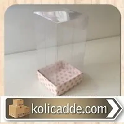 Pembe Puanlı Kutu Asetat Kapaklı 5x5x11 cm.