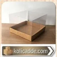 Şeffaf Kapaklı Kraft Kutu 15x15x10cm