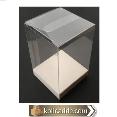 Altı Beyaz İç Yükseltici Karton Üstü Asetat Kutu 8x8x12 cm