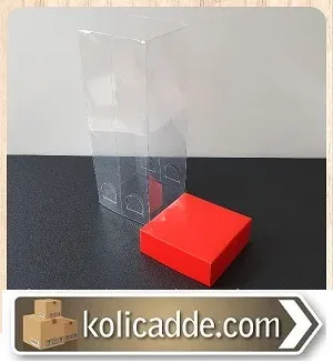 Asetat Kapaklı Kırmızı Karton Kutu 6x6x15,5 cm.