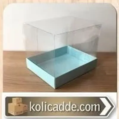 Mavi Renk Alt Karton Kutulu Asetat Kutu 12x15x12