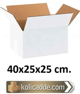Çift Oluklu Beyaz Karton Koli 40x25x25 cm.