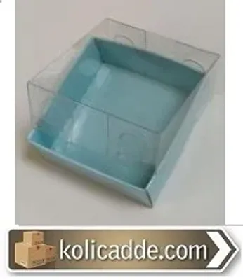 Asetat Kapaklı Mavi Karton Kutu 5x5x2,2 cm
