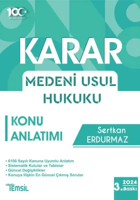 KARAR Medeni Usûl Hukuku Konu Anlatımı Kitabı Sertkan Erdurmaz KARAR Medeni Usûl Hukuku Konu Anlatımı Kitabı Sertkan Erdurmaz