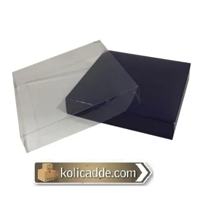 Asetat Kapaklı Altı Siyah Karton Kutu 20x20x3 cm