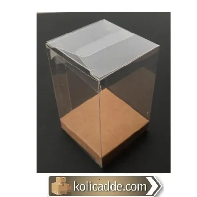 Altı Kraft İç Yükseltici Karton Üstü Asetat Kutu 8x8x10 cm