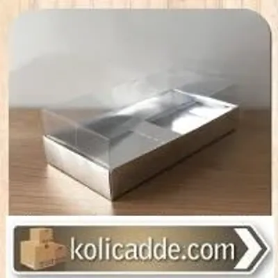 Gümüş Rengi Karton Üstü Asetat Kutu 20x10x5,5 cm