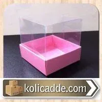 Asetat Kapaklı Pembe Karton Kutu 5x5x6 cm
